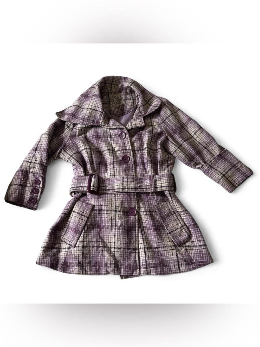 Saga Lady plaid trench coat